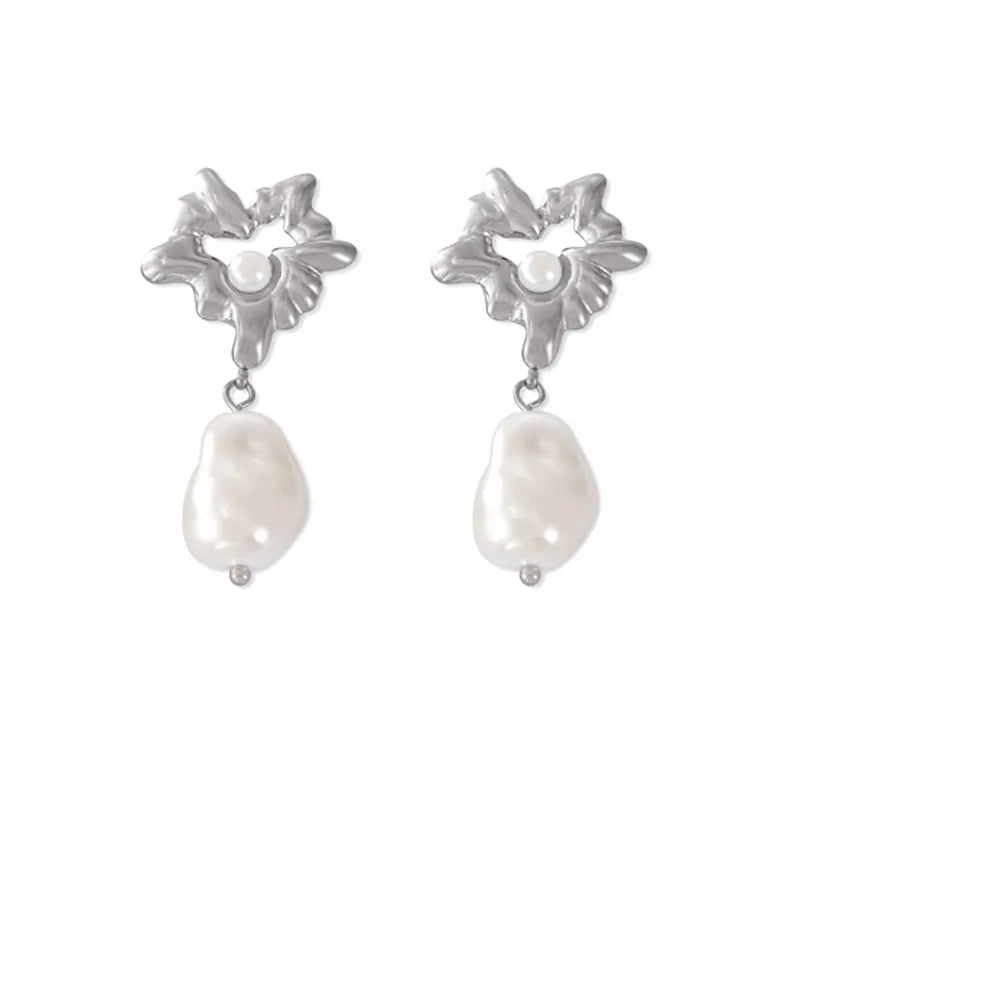 Hepburn Heart Pearl Drop Earrings
