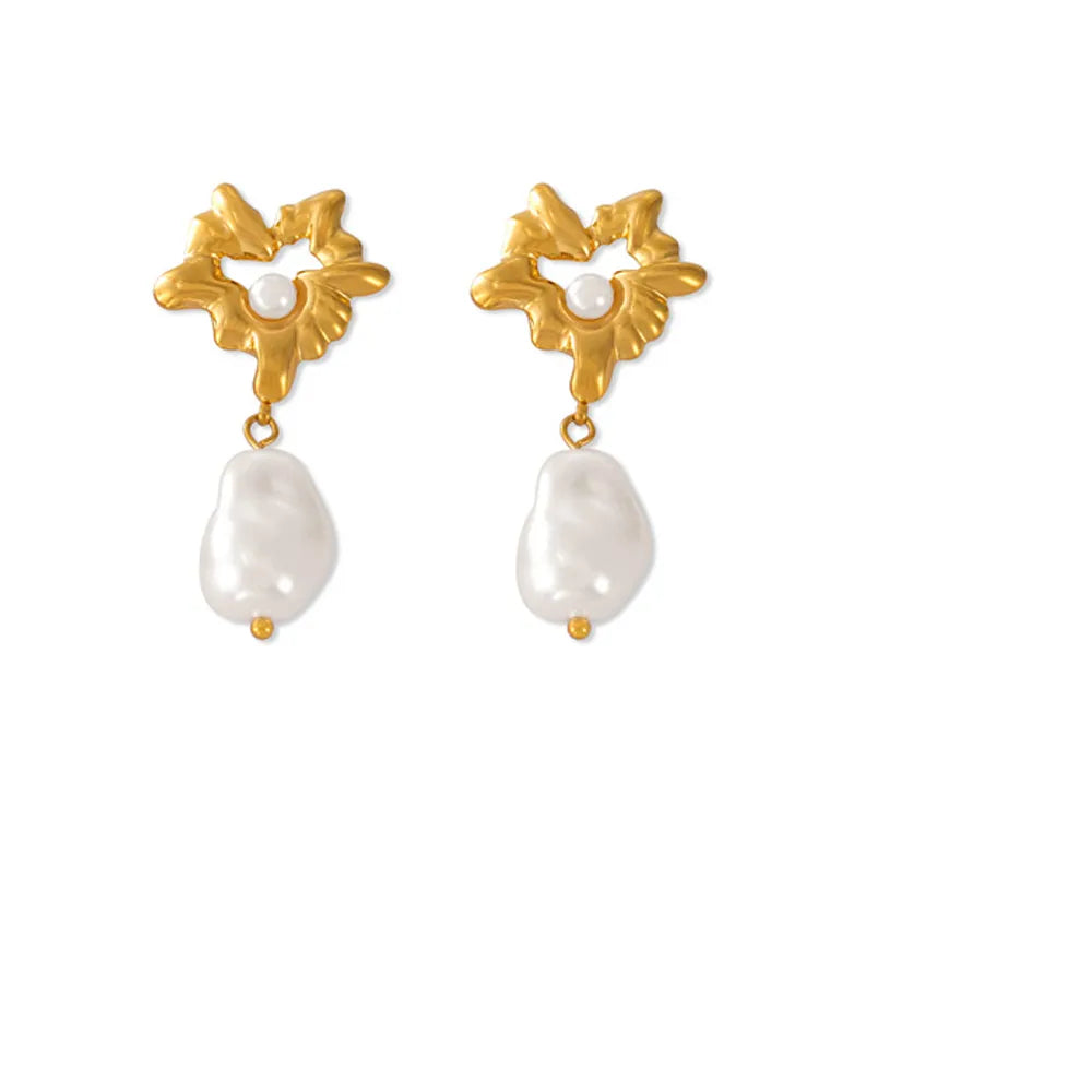 Hepburn Heart Pearl Drop Earrings