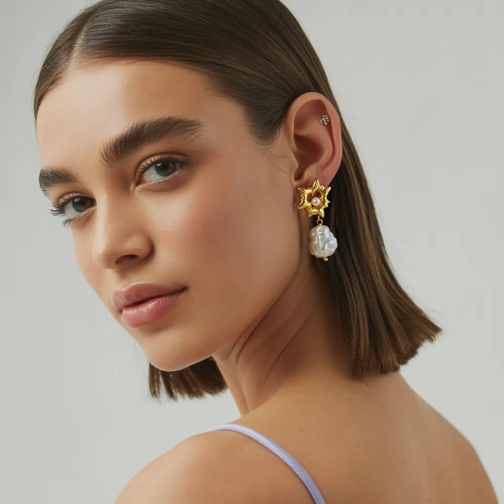 Hepburn Heart Pearl Drop Earrings