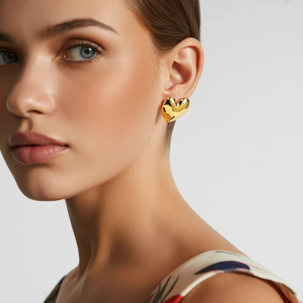 Minimalist Heart Stud Earrings