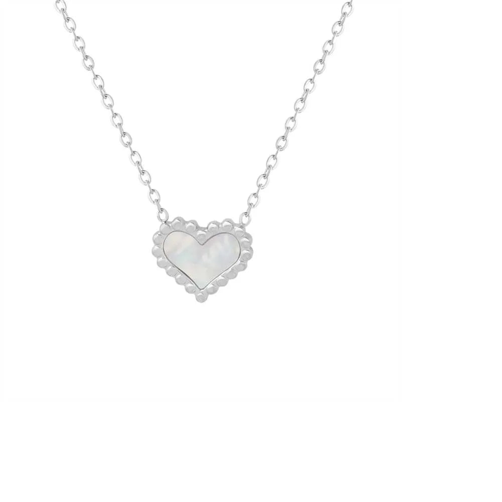 Gold White Shell Heart Necklace