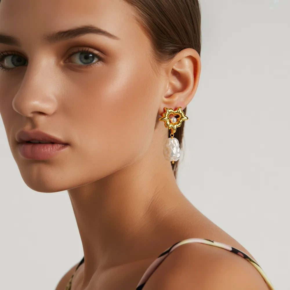 Hepburn Heart Pearl Drop Earrings