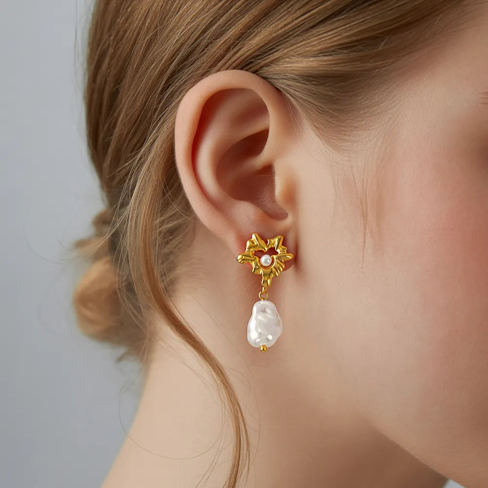 Hepburn Heart Pearl Drop Earrings