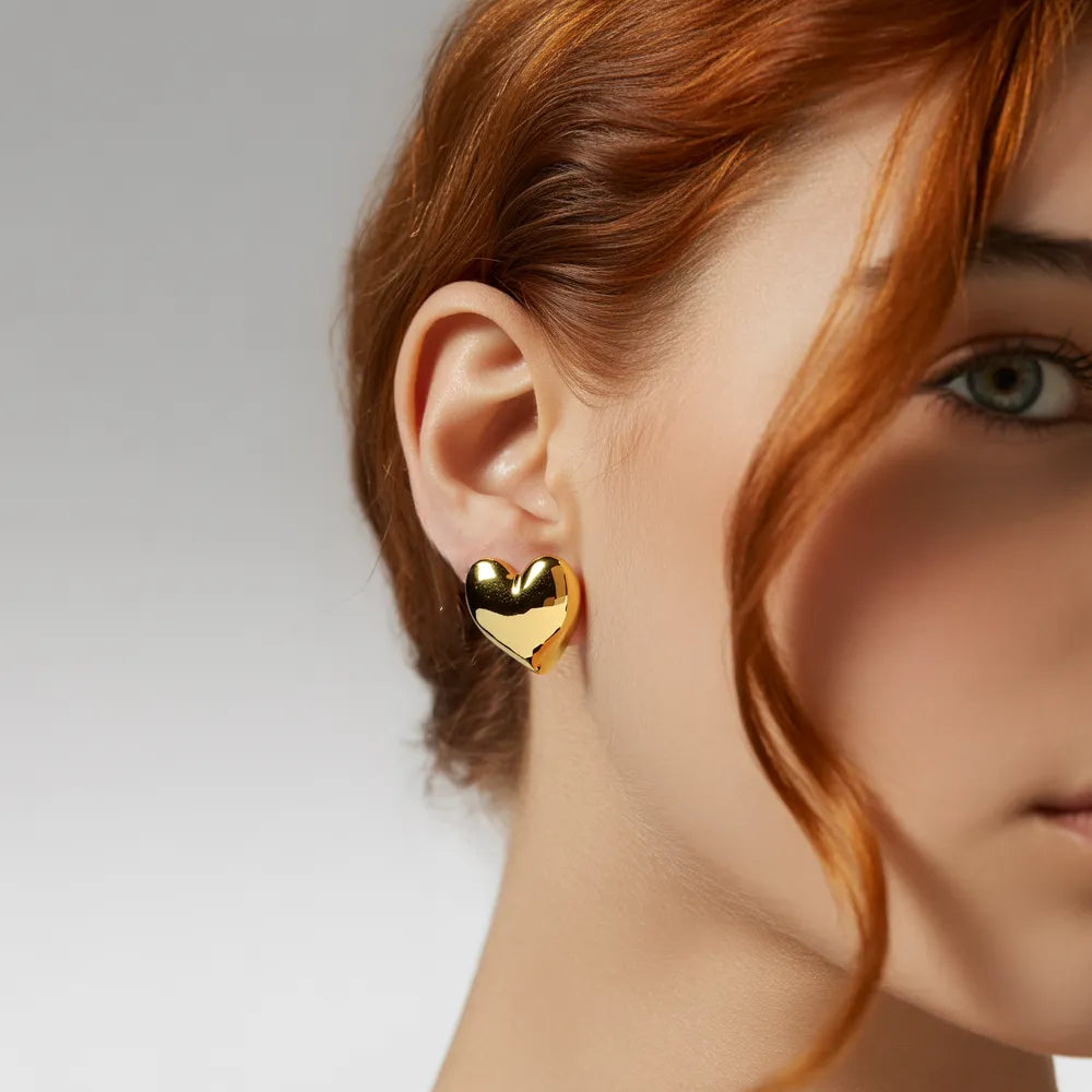Minimalist Heart Stud Earrings