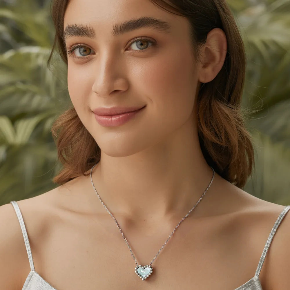 Gold White Shell Heart Necklace