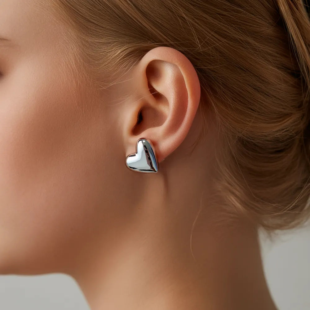 Minimalist Heart Stud Earrings