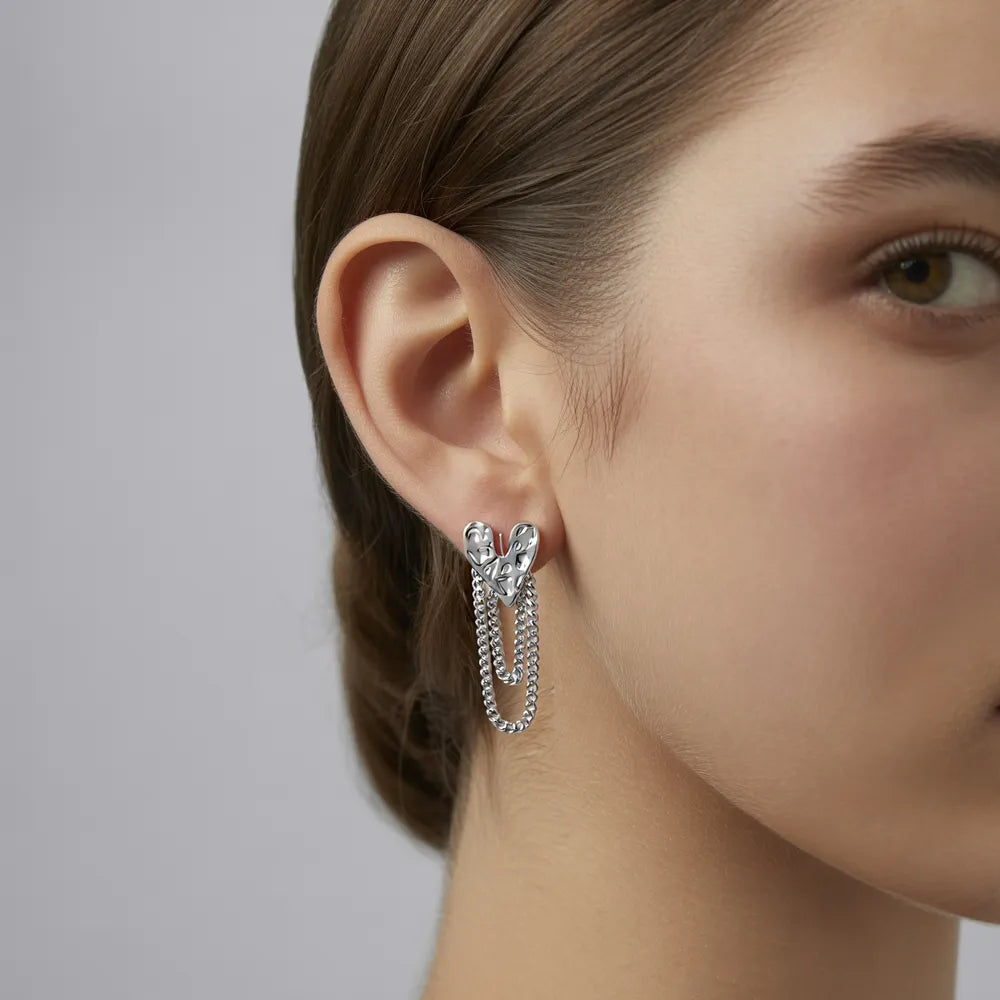 Gold Heart Dangle Earrings