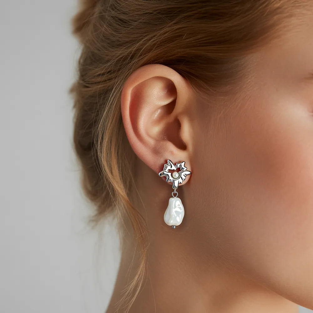 Hepburn Heart Pearl Drop Earrings