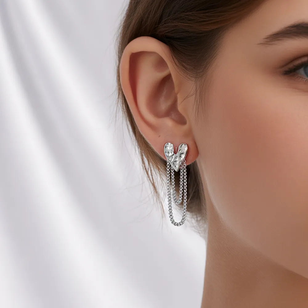 Gold Heart Dangle Earrings