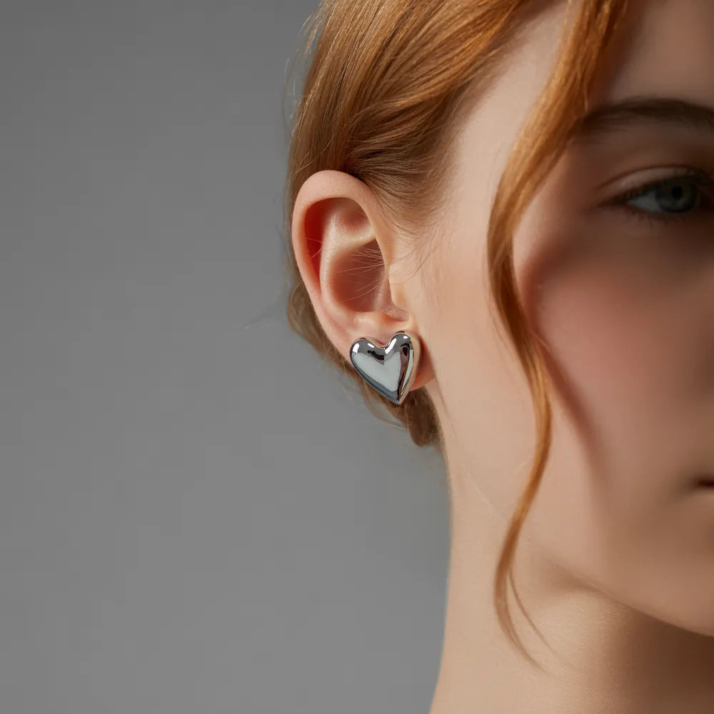 Minimalist Heart Stud Earrings