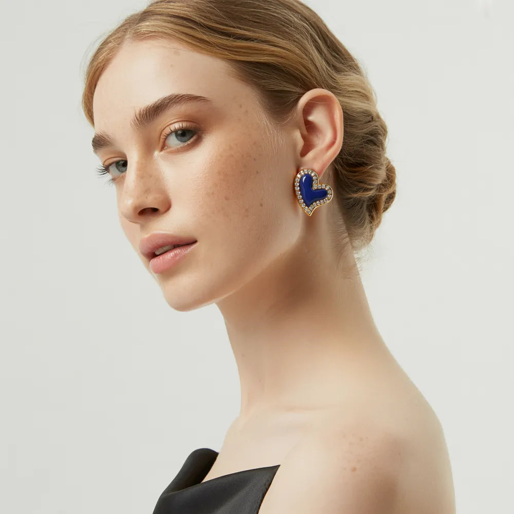 Amora Pavé Heart Stud Earrings