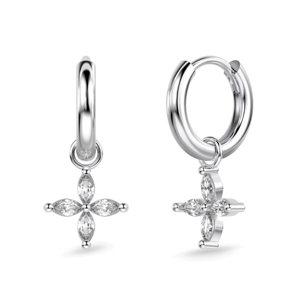 Pair of Celine Marquise Sparkle Hoops in S925 sterling silver.