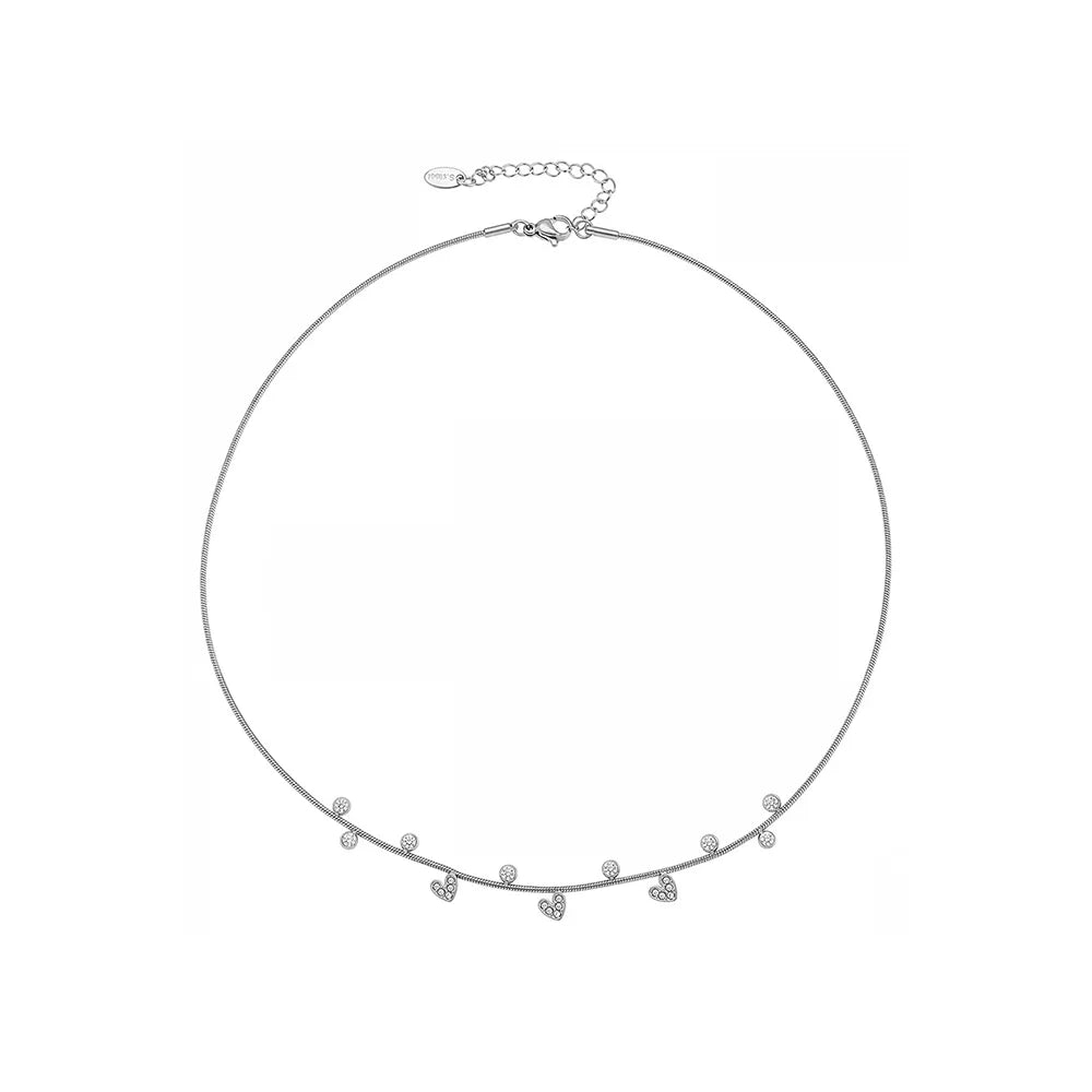 The sleek and modern Eclat choker necklace in a polished silver finish.