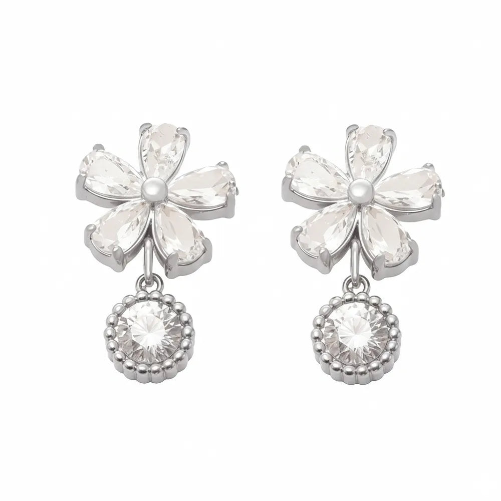 Zirconia Flower Studs