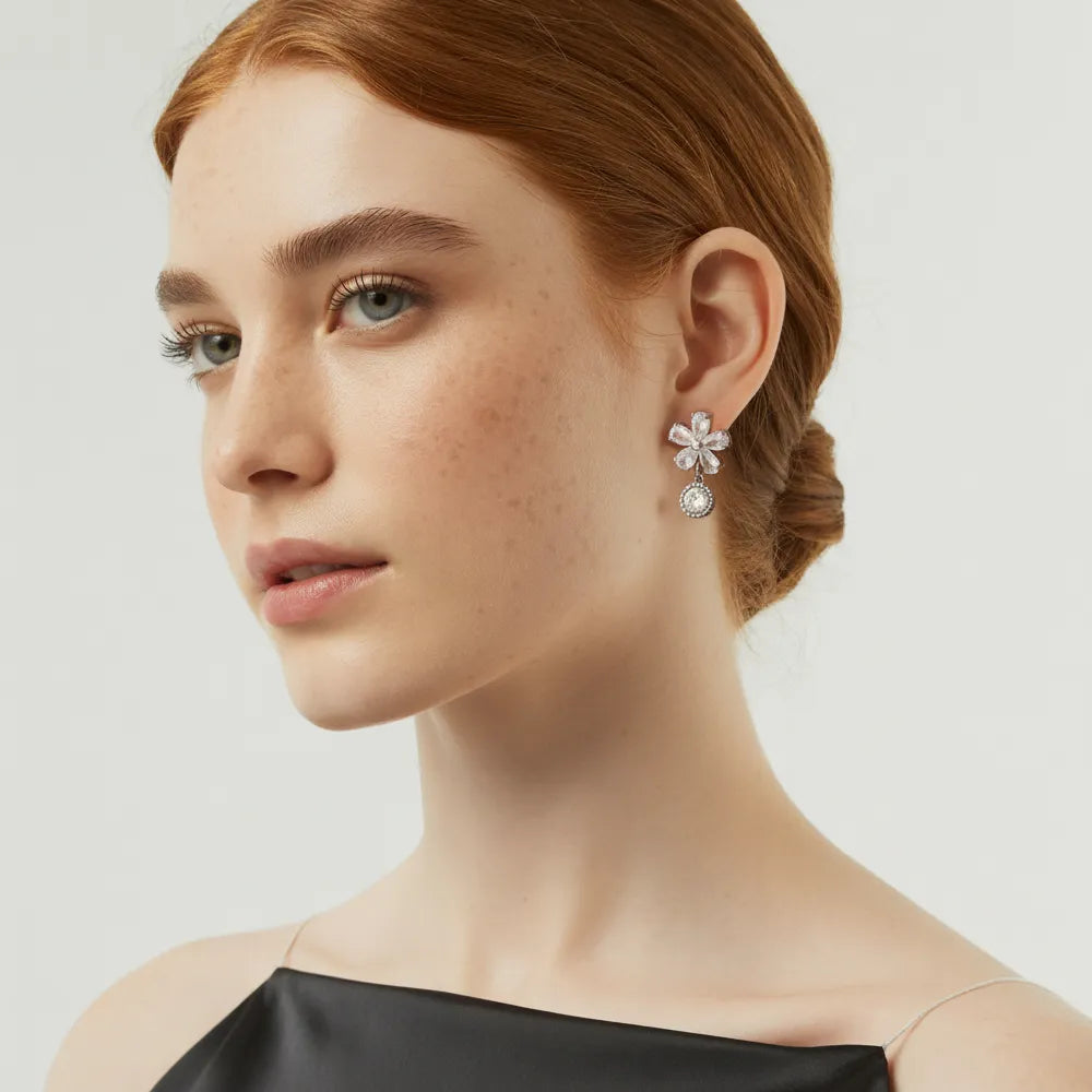 Fleur Bloom Zirconia Stud Earrings