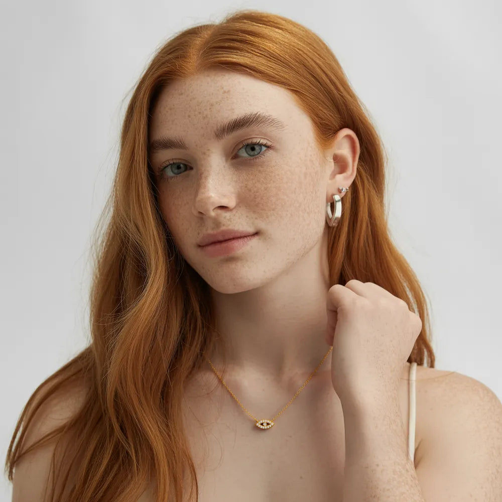 Iris Pavé Eye Charm Necklace