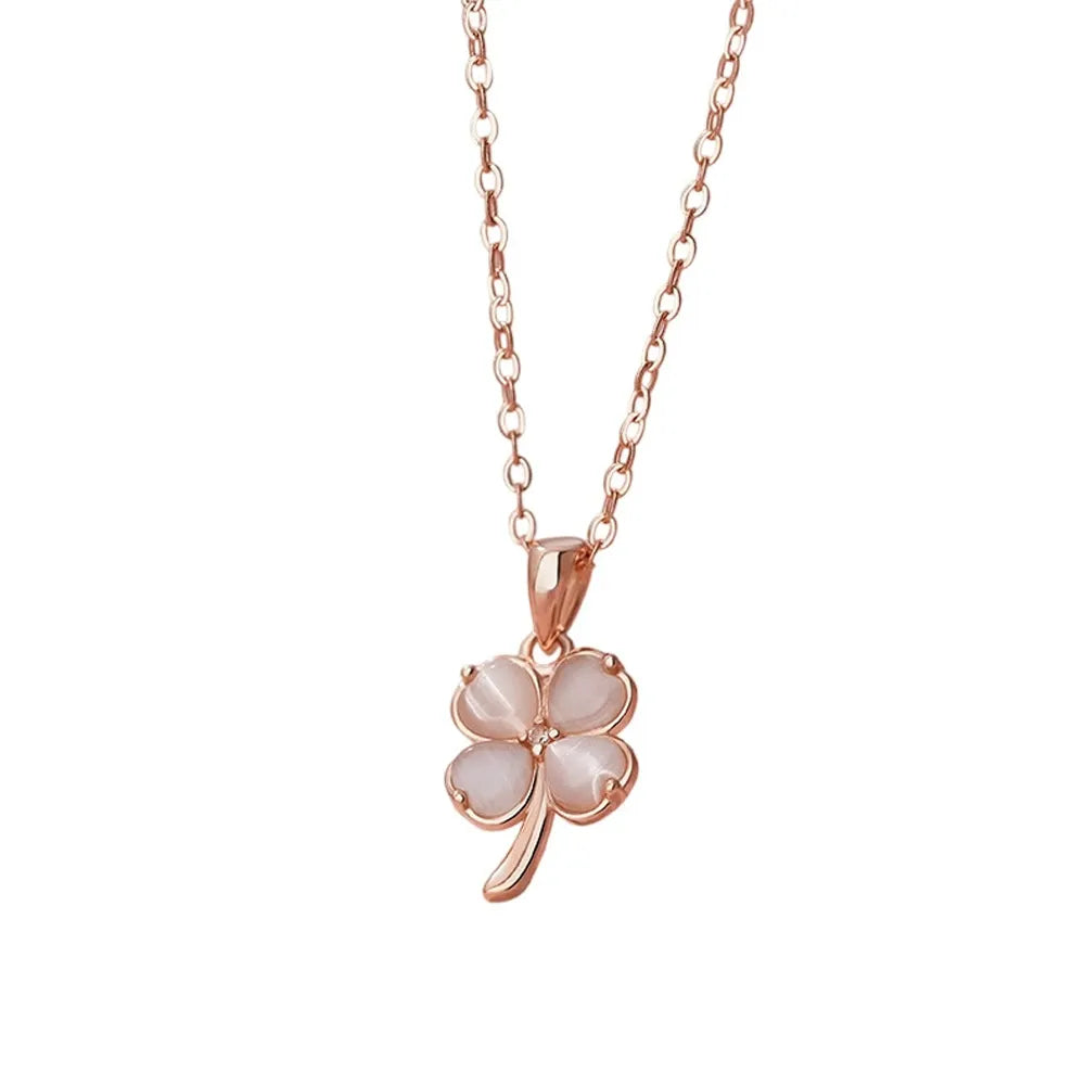 Rose Gold S925 Sterling Silver necklace with a single pink cat&