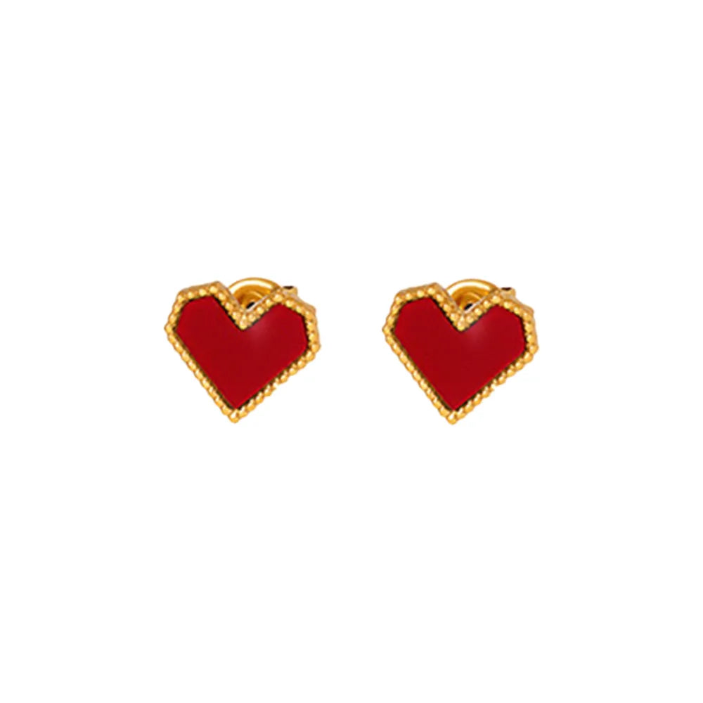 18K Gold Heart Earrings