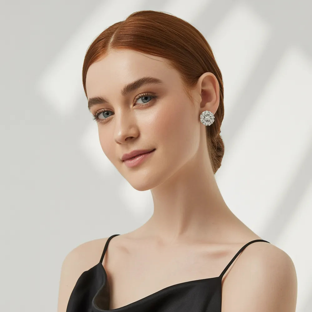 Sparkling cubic zirconia stud earrings on sale, offering the brilliant look of a diamond stud earring for less.