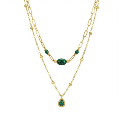 18K Gold Layered Gemstone Necklace