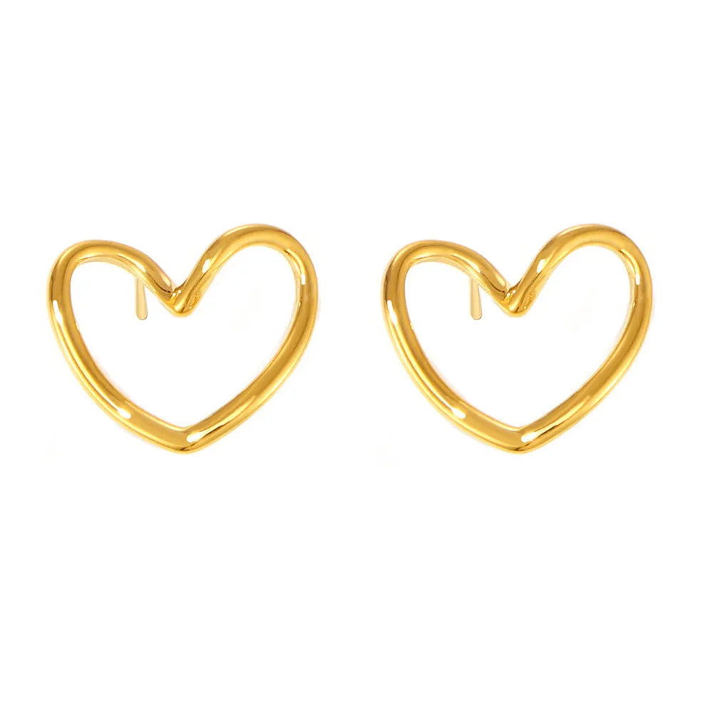 18K Gold Heart Earrings