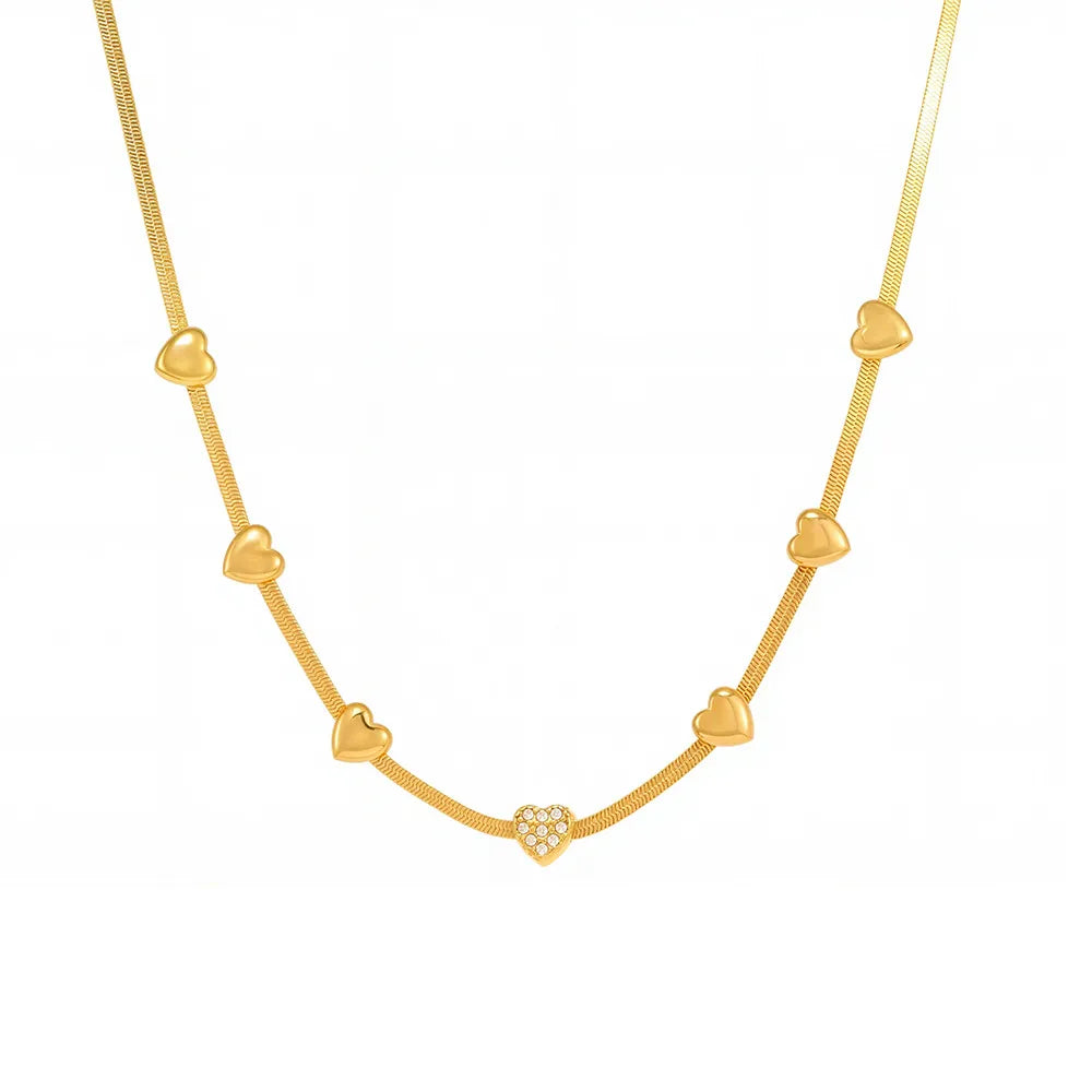 18K Gold Zirconia Heart Necklace