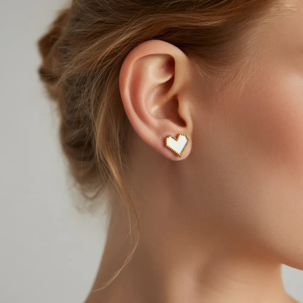 18K Gold Heart Earrings