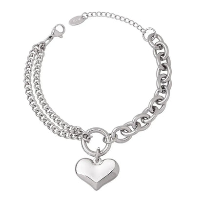 Heart Charm Cuban Link Bracelet