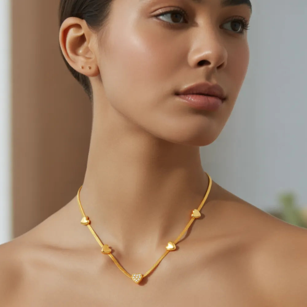 18K Gold Zirconia Heart Necklace