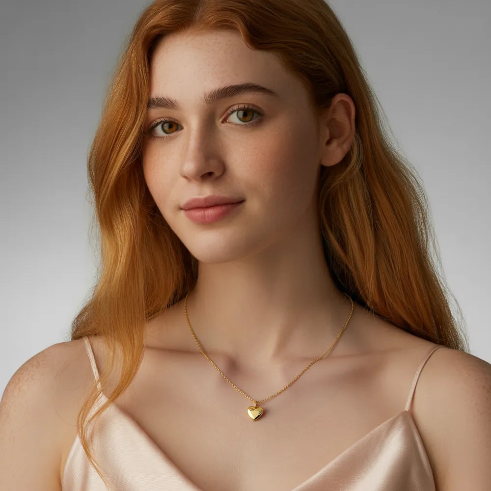 18K Gold Heart Pendant Necklace