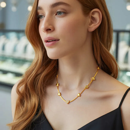 18K Gold Zirconia Heart Necklace