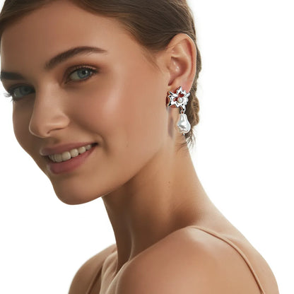 Hepburn Heart Pearl Drop Earrings