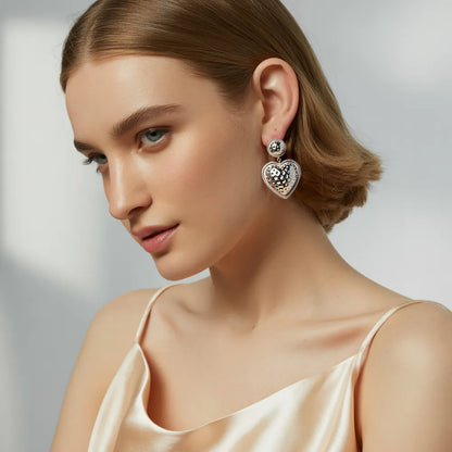 18K Gold Baroque Heart Earrings