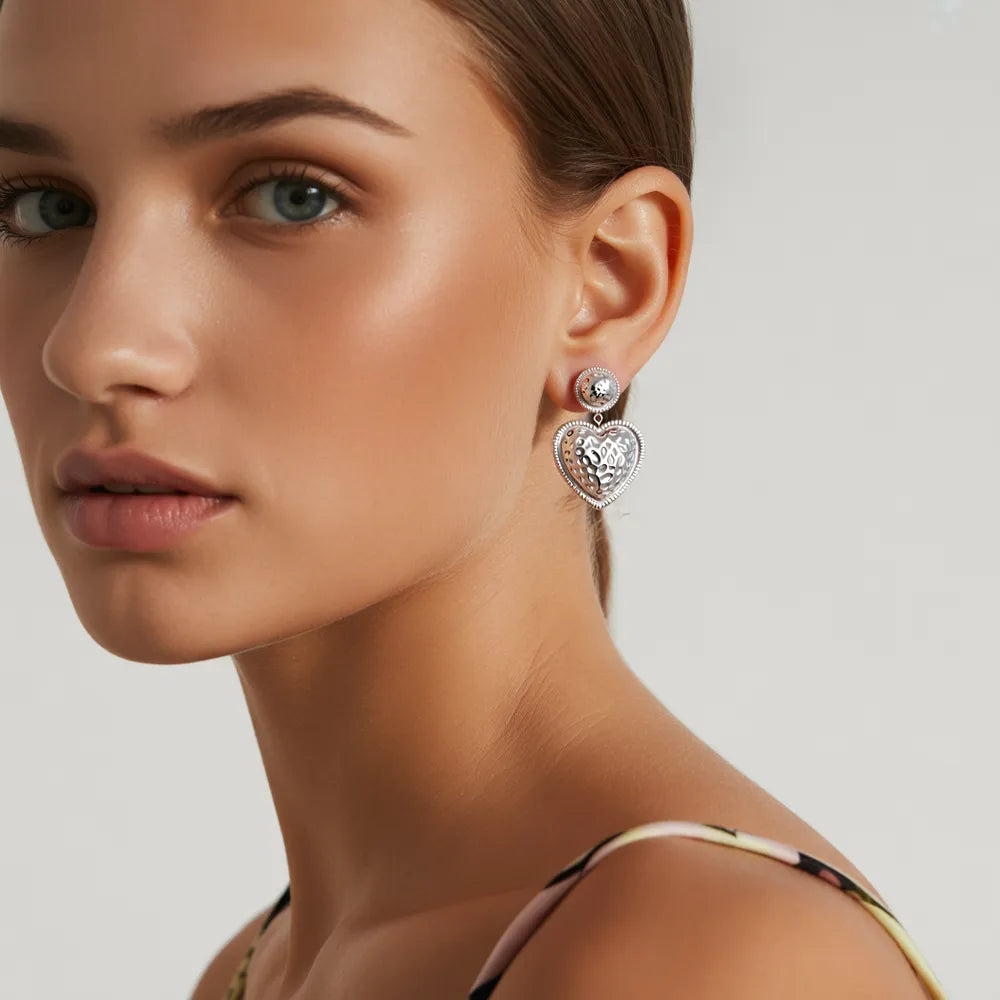 18K Gold Baroque Heart Earrings