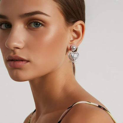 18K Gold Baroque Heart Earrings