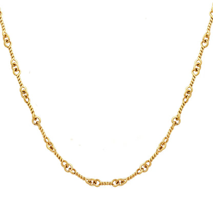 A product shot of the 18k gold plated Alia Interlocking Necklace on a clean white background.