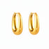 Pair of Anya Sculptural Hoop Earrings in a polished 18k gold plate finish.