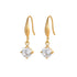 Pair of Astra Solitaire Dangle Earrings in 18k gold with a round zirconia stone.

