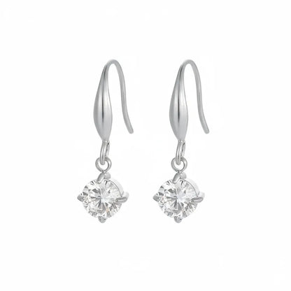 Pair of Astra Solitaire Dangle Earrings in polished 316L stainless steel
