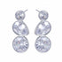 Aura Trio-Stone Stud Earrings in polished silver finish with clear cubic zirconia.