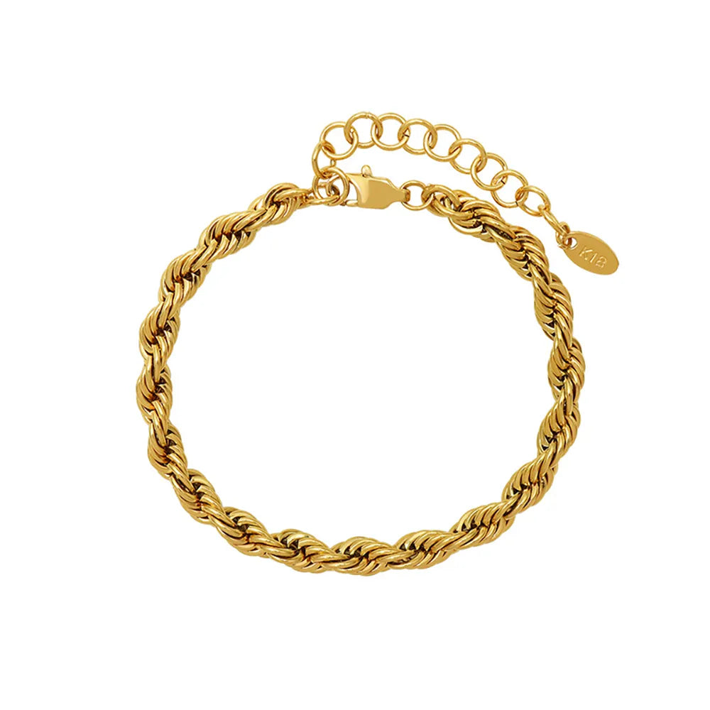 The classic Aurelia Rope Bracelet in 18k gold plate, shown in detail on a white background