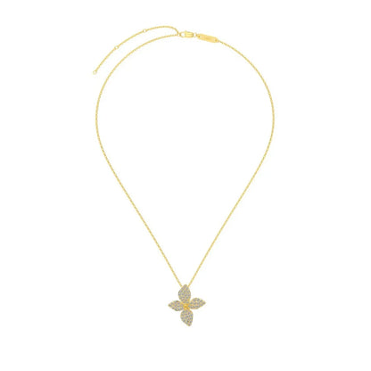 Auriella Pavé Clover Necklace in 18k gold plate over S925 silver.