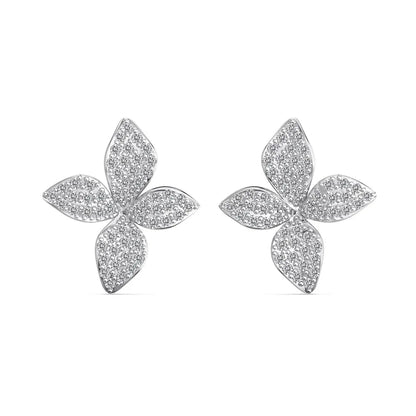 Pair of Auriella Pavé Clover Stud Earrings in S925 sterling silver.