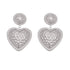 Polished 316L stainless steel drop earrings with textured baroque heart charms.