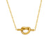 The Elara Knot Heart Pendant in 18k gold plate, showcasing its unique love knot design on a white background