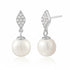 Pair of Elara Pavé Kite & Pearl Drop Earrings in S925 sterling silver.