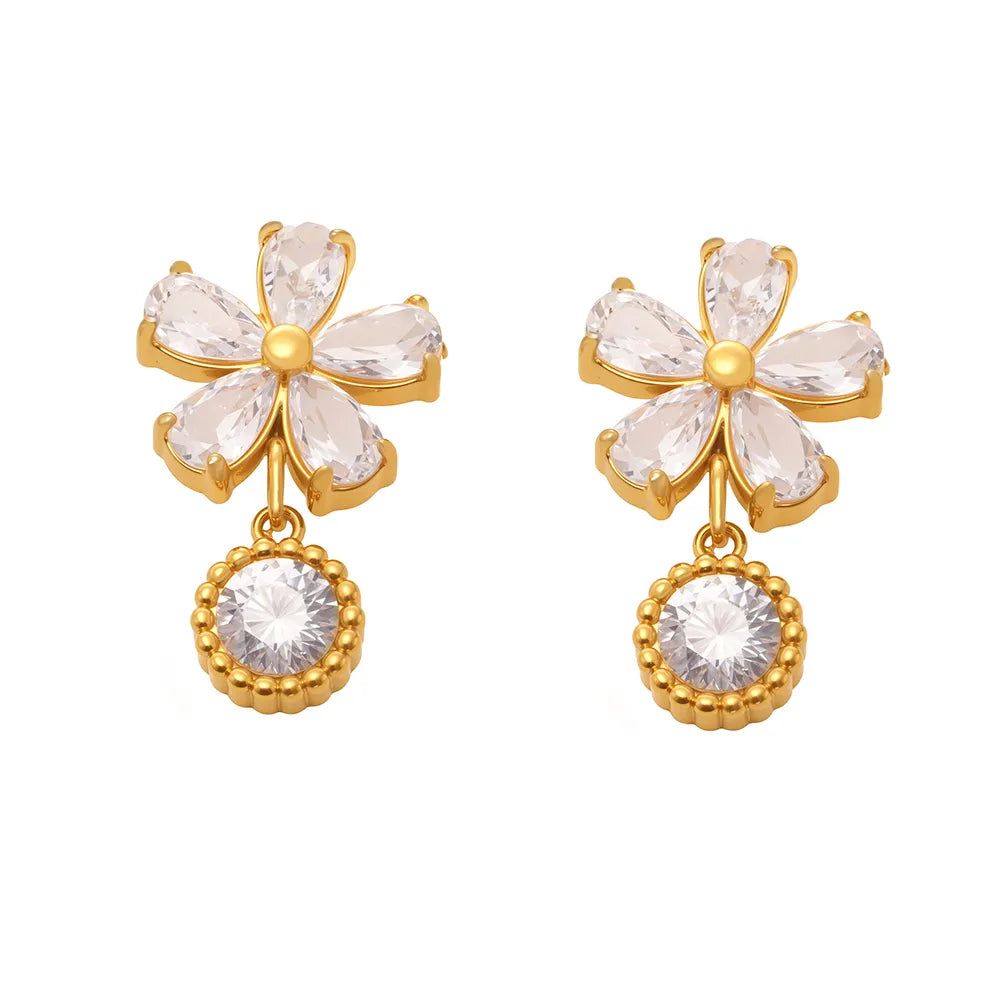 Fleur Bloom Zirconia Stud Earrings