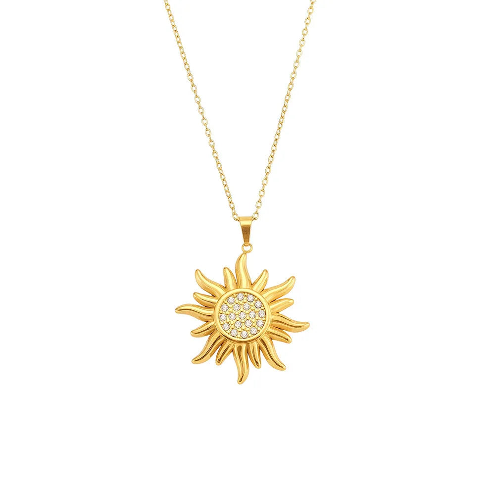 Glambodycandy You Are My Sunshine sunflower necklace in 18k gold plate, a trendy piece of friendship jewelry