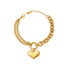 18K gold plated 316L stainless steel bracelet with a puffy heart charm and mixed Cuban link chains on a white background.