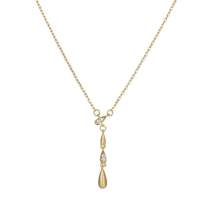 Sleek Liquid Drop Necklace in 18k gold plated S925 silver with a brushed finish